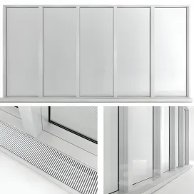 Panoramic window in the floor with radiator
